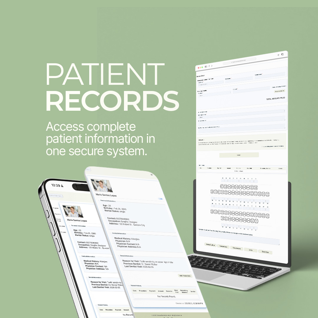 Patient records on phone and laptop